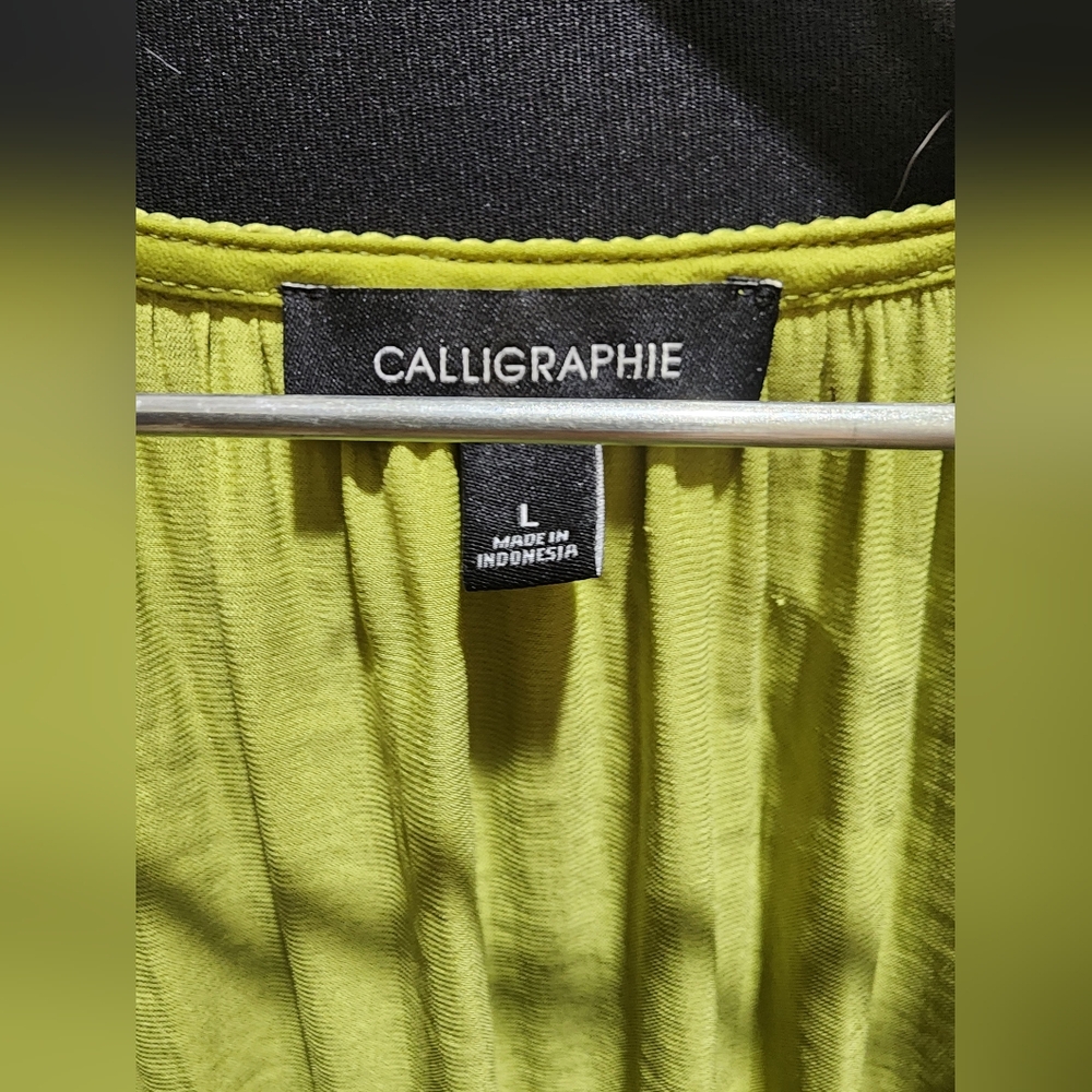 Anthropologie Calligraphie Green Oversized Peasant Peplum Witchy Blouse NWT L - Picture 2 of 7